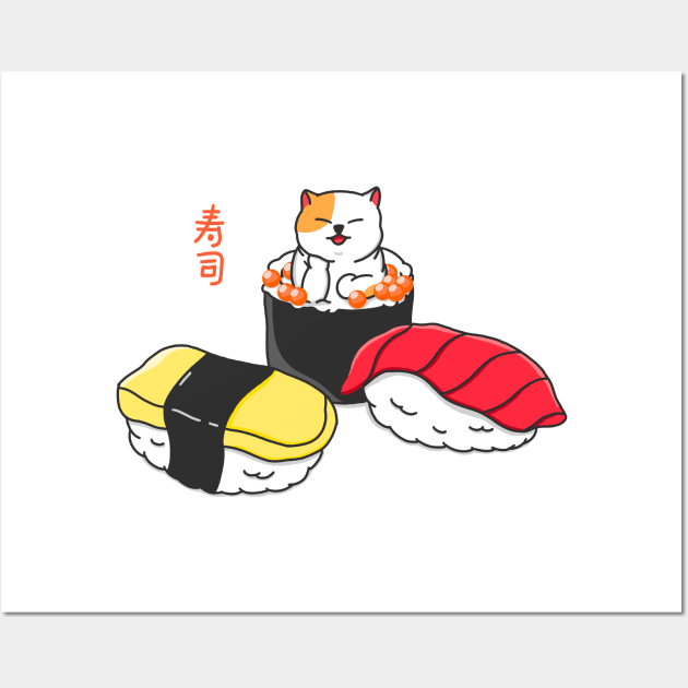 Happy Cat Sushi Wall Art by Kimprut